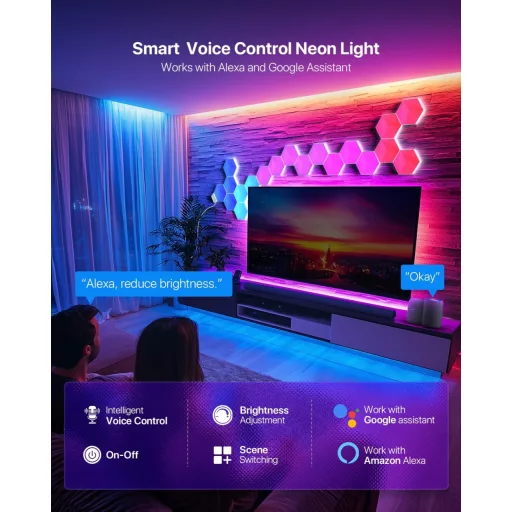 Lphianx Smart Hexagon LED Panel 9 db RGB Zenevetítés Alexa Google kompatibilis