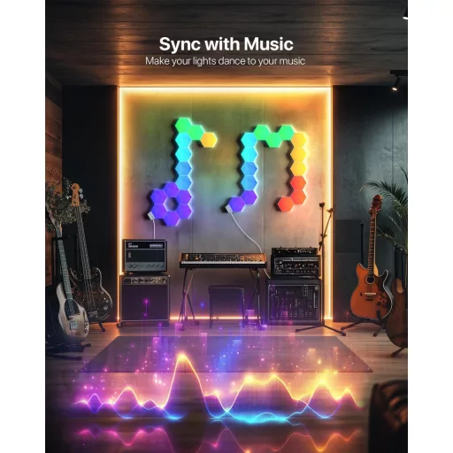 Lphianx Smart Hexagon LED Panel 9 db RGB Zenevetítés Alexa Google kompatibilis