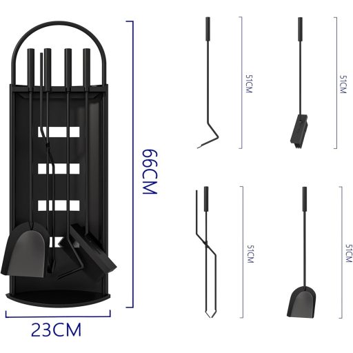 Kingson 5 részes kandalló kiegészítő szett fekete 66 cm