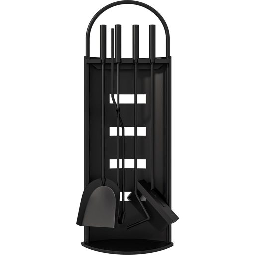 Set de accesorii șemineu Kingson, 5 piese, negru, 66 cm