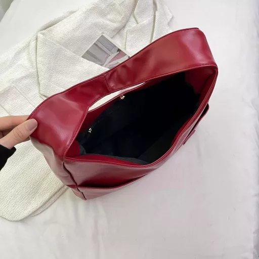 CUNGGI nagy női válltáska hobo tote bag vegán bőrből casual retro kézitáska