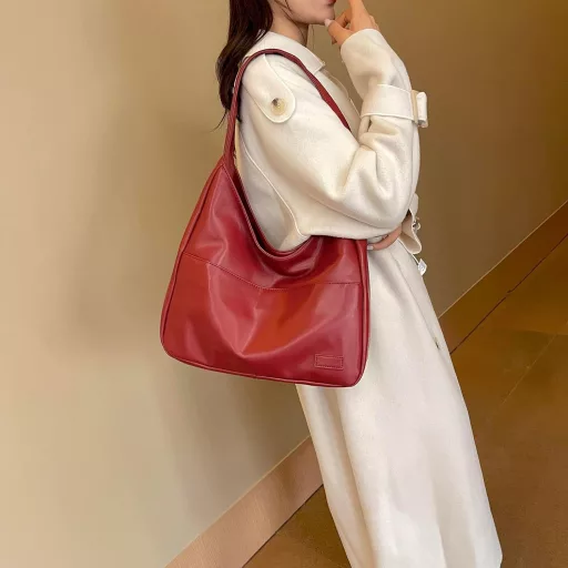 CUNGGI nagy női válltáska hobo tote bag vegán bőrből casual retro kézitáska