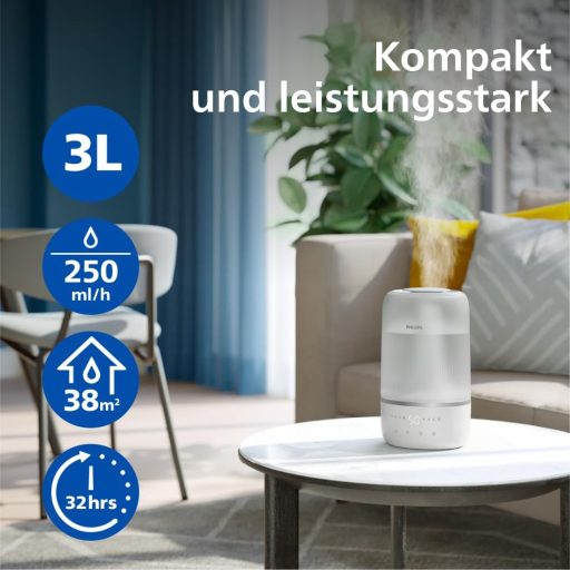 Philips Smart Párásító 38m² Aromaterápia Éjszakai Fény Csendes Alváshoz HU1509/00