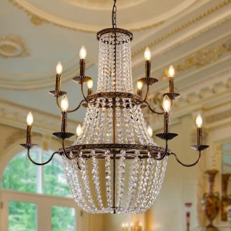   TOCHIC Vintage Brončani Kristalni Luster s 12 Krakova Stropna Svjetiljka za Dnevni Boravak