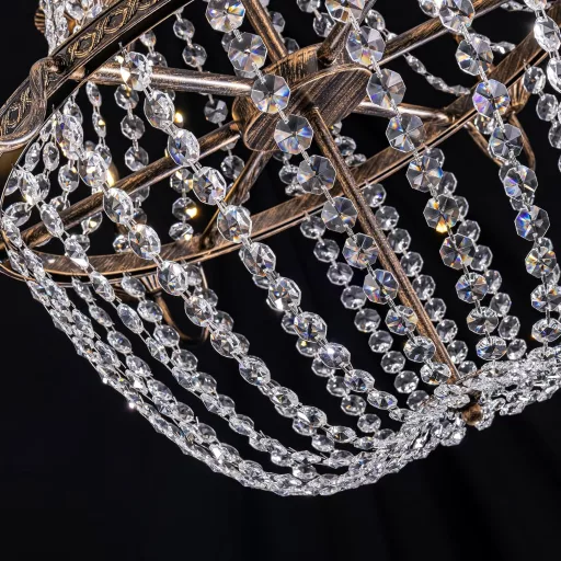 TOCHIC Vintage Brončani Kristalni Luster s 12 Krakova Stropna Svjetiljka za Dnevni Boravak