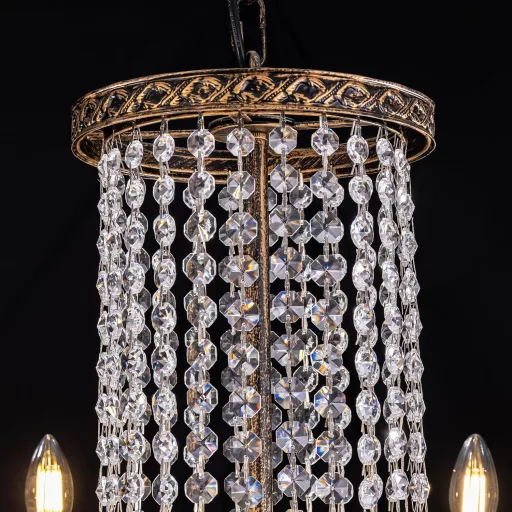 TOCHIC Vintage Brončani Kristalni Luster s 12 Krakova Stropna Svjetiljka za Dnevni Boravak