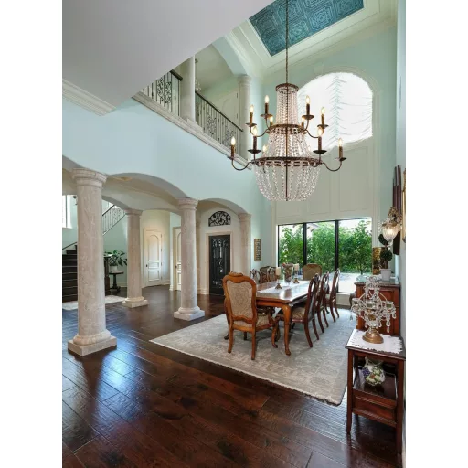 TOCHIC Vintage Brončani Kristalni Luster s 12 Krakova Stropna Svjetiljka za Dnevni Boravak