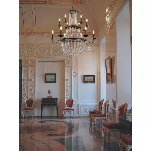 TOCHIC Vintage Bronz Cristal Lustră cu 12 Brațe, Lampă de Plafon pentru Living