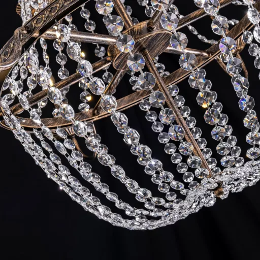 TOCHIC Vintage Bronz Cristal Lustră cu 12 Brațe, Lampă de Plafon pentru Living