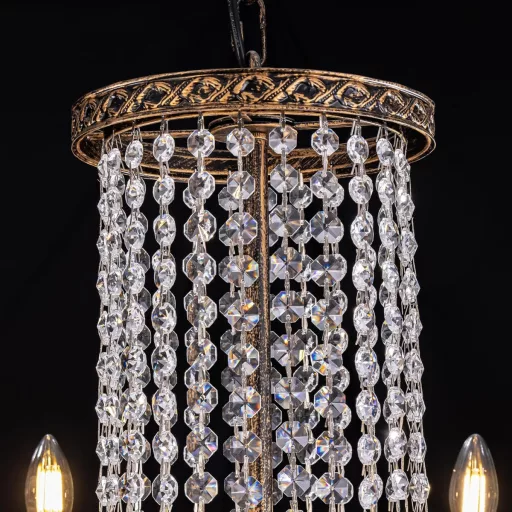 TOCHIC Vintage Bronz Cristal Lustră cu 12 Brațe, Lampă de Plafon pentru Living