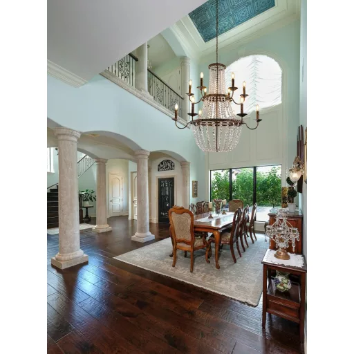 TOCHIC Vintage Bronz Cristal Lustră cu 12 Brațe, Lampă de Plafon pentru Living