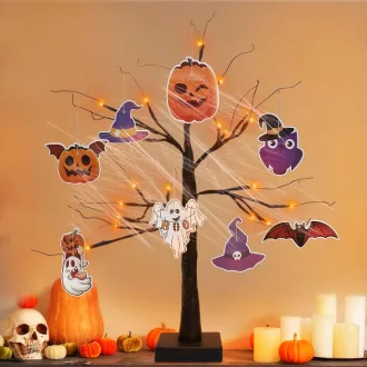   APODESS 24 LED Halloween Dekorációs Fényfák Asztali Ablak Világítás