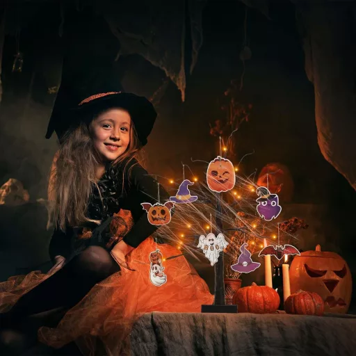 APODESS 24 LED Halloween Dekorációs Fényfák Asztali Ablak Világítás