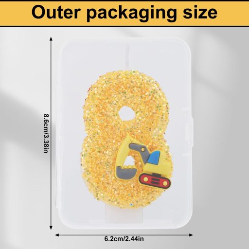 PEUTIER Glitter Szám Gyertya 8-as Építőgép Teherautó Torta Dekoráció Fiúk Születésnapi Parti