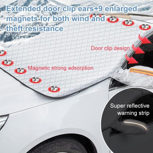Husă Parbriz Auto BASTOUR - Protecție Magnetică Anti-Îngheț Iarnă, Anti-Zăpadă, Anti-Gheață - Copertină Auto Pliabilă Anti-UV, Soare și Praf
