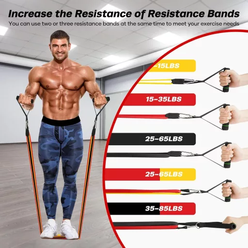 Fokky Fitneszbandok Szett Ajtóhorgony Védőpárnával Edzéshez Jóga Pilates - Light Yellow, Bright Red, Dark Black