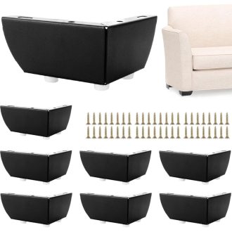   AKOLAFE 8-dielna sada kovových nábytkových nôh 5,5 cm čierne nohy na pohovku, stôl, skrinku so skrutkami