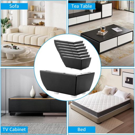 AKOLAFE 8 darabos fém bútor láb szett 5,5 cm fekete kanapé asztal szekrény lábak csavarokkal