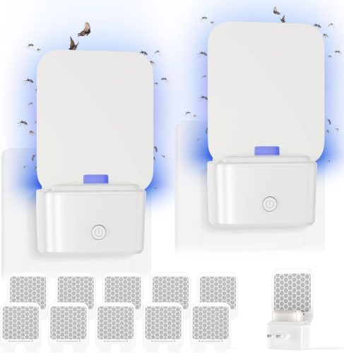 Capcană electrică pentru insecte Bubbacare - 2 buc. Capcană cu lumină UV cu bandă adezivă, distrugător de țânțari, musculițe și molii, pentru uz casnic, alb