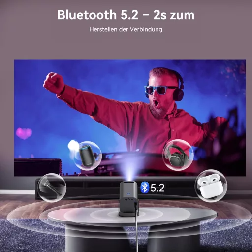 Polocsh 4K Mini Projektor Android 11.0 Rendszerrel - Full HD 1080P Hordozható Házimozi, WLAN6, BT5.2, Auto Keystone, 150" Kijelző, 180° Forg