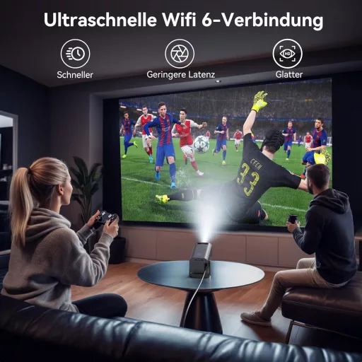 Polocsh 4K Mini Projektor Android 11.0 Rendszerrel - Full HD 1080P Hordozható Házimozi, WLAN6, BT5.2, Auto Keystone, 150" Kijelző, 180° Forg