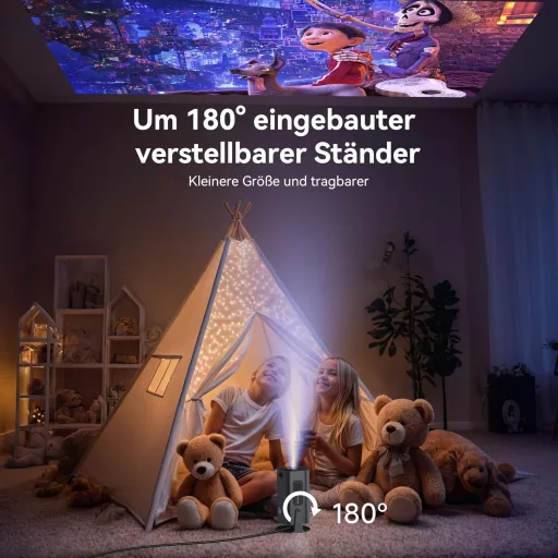 Polocsh 4K Mini Projektor Android 11.0 Rendszerrel - Full HD 1080P Hordozható Házimozi, WLAN6, BT5.2, Auto Keystone, 150" Kijelző, 180° Forg