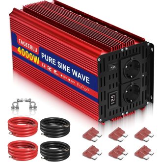   TAGEEBLU 4000W Tiszta Szinusz Inverter 12V-ról 230V-ra Autóhoz LCD Kijelzővel