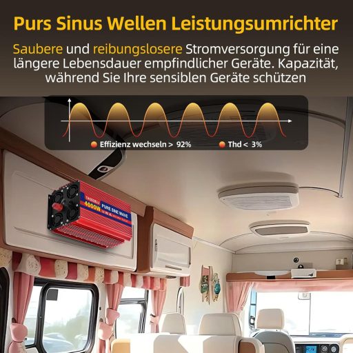 TAGEEBLU 4000W Tiszta Szinusz Inverter 12V-ról 230V-ra Autóhoz LCD Kijelzővel