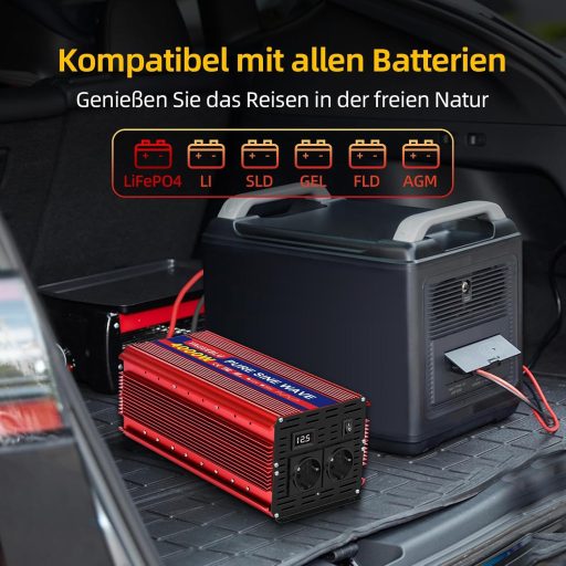 TAGEEBLU 4000W Tiszta Szinusz Inverter 12V-ról 230V-ra Autóhoz LCD Kijelzővel