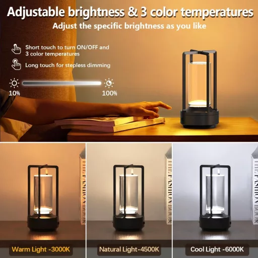 Set 2 lămpi de birou LED Hapfish, cu încărcare wireless, dimabile și rezistente la apă