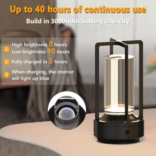 Set 2 lămpi de birou LED Hapfish, cu încărcare wireless, dimabile și rezistente la apă