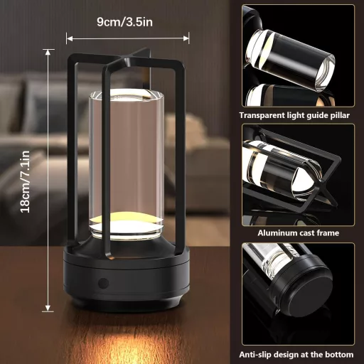 Set 2 lămpi de birou LED Hapfish, cu încărcare wireless, dimabile și rezistente la apă