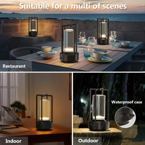 Set 2 lămpi de birou LED Hapfish, cu încărcare wireless, dimabile și rezistente la apă