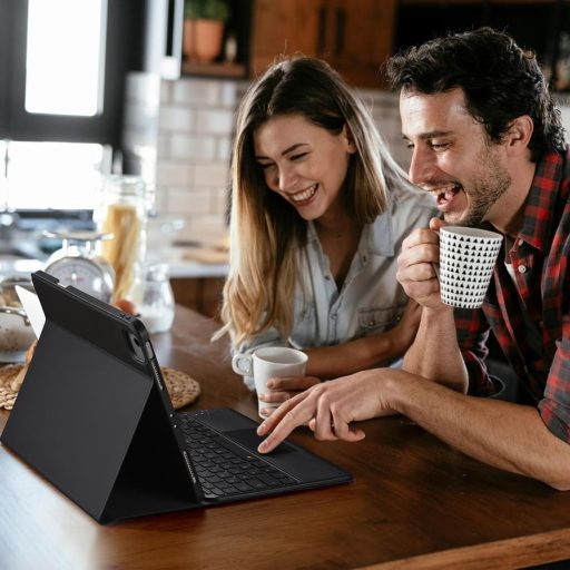 Vobafe iPad Air 13" és iPad Pro 12.9" billentyűzetes tok QWERTZ, trackpad, 7 szín világítás