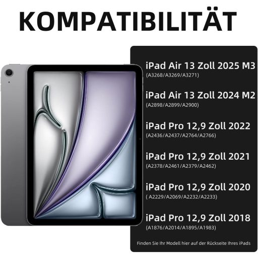 Vobafe maska s tipkovnicom za iPad Air 13" i iPad Pro 12.9" QWERTZ, touchpad, 7 boja pozadinskog osvjetljenja