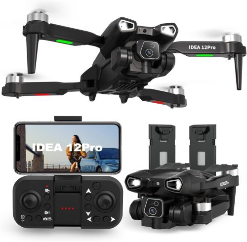 Dronă Tolatoyus 12PRO cu Cameră 4K HD, Motor Fără Perii, 5G WiFi FPV, Cameră Ajustabilă 135°, pentru Începători și Avansați, cu 2 Baterii.