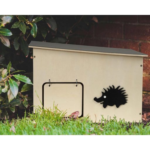 Căsuță pentru arici JAZUIHA, dimensiuni mari, cu protecție de iarnă, adăpost din lemn pentru hibernare și refugiu de vară, cu hrănitor exterior pentru arici, 37x30x26 cm