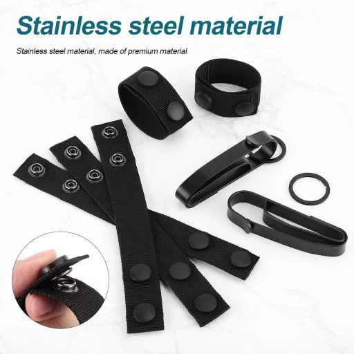 PEUTIER 12 db-os Övtartó Konzol Szett Dupla Gombos Kialakítással - Rendőrségi Övkiegészítő Kulcstartó Horoggal Walkie-Talkie Rögzítéshez