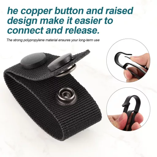 PEUTIER Set 12 bucăți suport centură cu design cu buton dublu - Accesoriu centură poliție cu cârlig pentru breloc și fixare pentru walkie-talkie