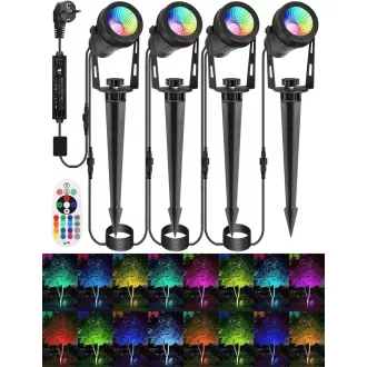   ECOWHO RGB kertilámpa távirányítóval, időzítővel, IP65 vízálló, 4 darabos szett