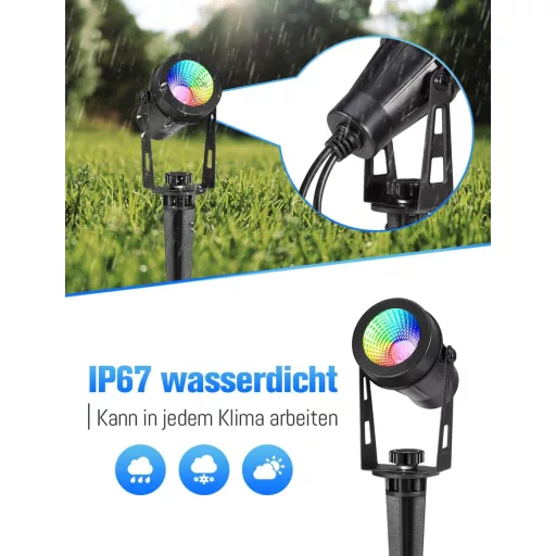 ECOWHO RGB kertilámpa távirányítóval, időzítővel, IP65 vízálló, 4 darabos szett