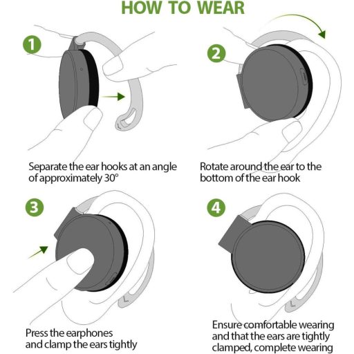 Căști Bluetooth 5.3 Micool, cu ureche deschisă, pentru sport, 4 microfoane, căști wireless confortabile cu cârlig de ureche