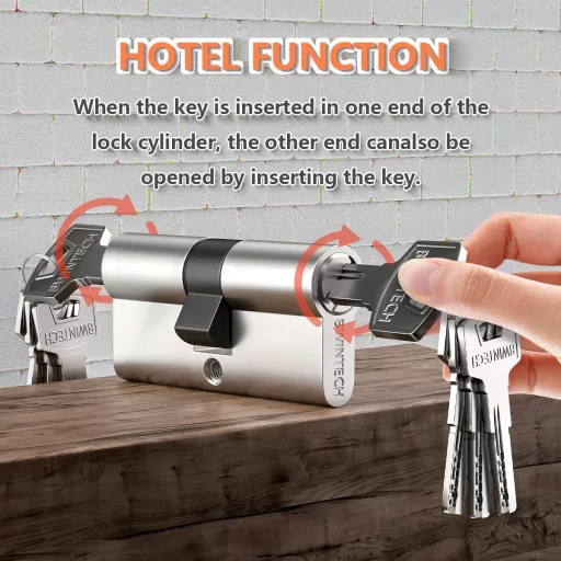 Bwintech 70mm Nikkel-Cink Euro Hengerzár Ajtózár 8 Hornyos Kulccsal