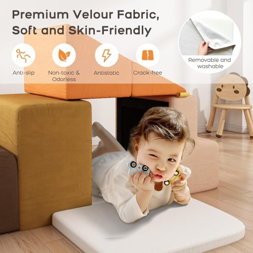 BanaSuper Puha Habos Játékszett Gyerekeknek, Csúszásmentes Kockarendszer Kisgyermekeknek, Moduláris Mozgásfejlesztő Játék