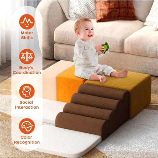 BanaSuper Puha Habos Játékszett Gyerekeknek, Csúszásmentes Kockarendszer Kisgyermekeknek, Moduláris Mozgásfejlesztő Játék