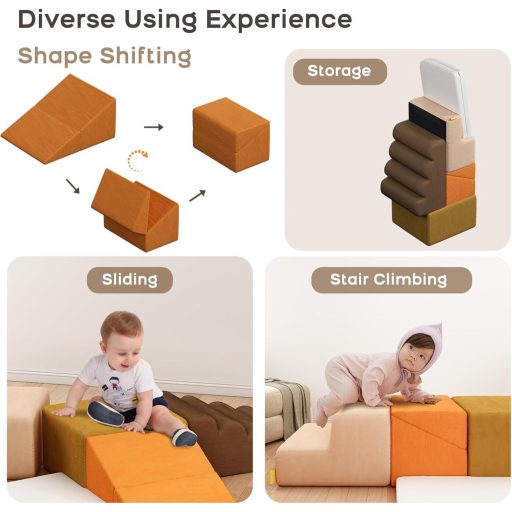 BanaSuper Puha Habos Játékszett Gyerekeknek, Csúszásmentes Kockarendszer Kisgyermekeknek, Moduláris Mozgásfejlesztő Játék