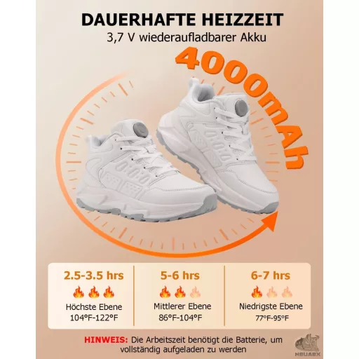 NBUABX fűthető cipő férfi női 3 fokozat elektromos melegítő talppal téli sport