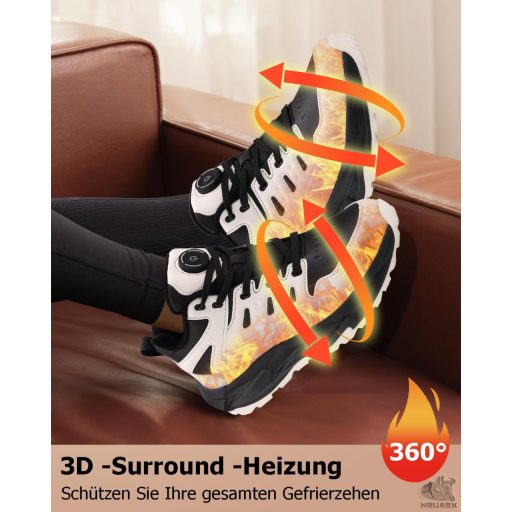 NBUABX Elektromos Fűthető Cipő Férfiaknak és Nőknek - 3 Hőfokozatú Unisex Téli Lábbeli 4000 mAh Újratölthető Akkumulátorral Síeléshez, Vadás EU32