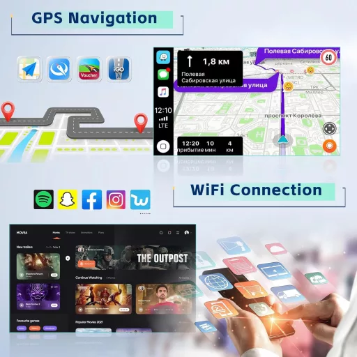 Radio auto Inefala Android 15 pentru VW Golf Polo Passat, ecran tactil 9", GPS, WiFi, CarPlay