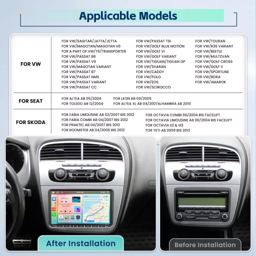 Inefala Android 15 Autórádió VW Golf Polo Passat 9" Érintőkijelző GPS WiFi Carplay